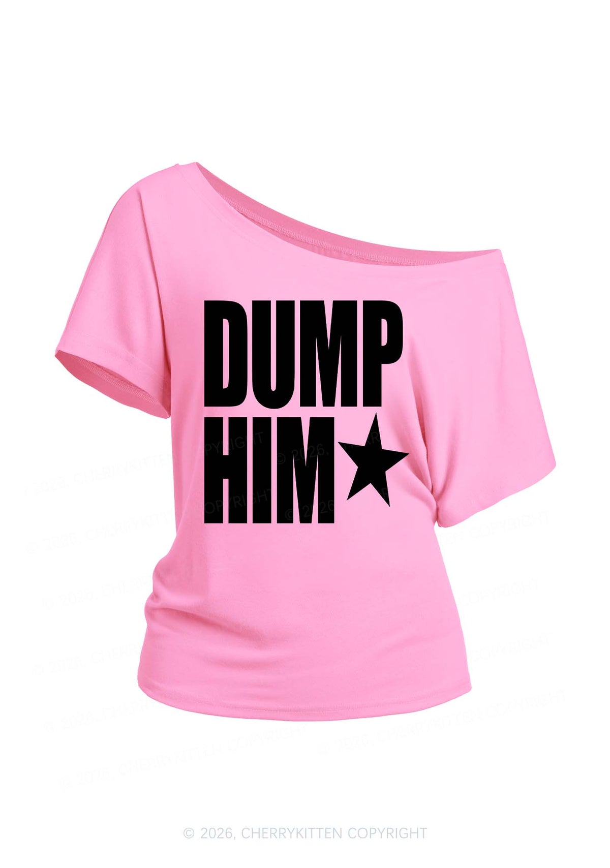 Dump Him Y2K Off Shoulder Tee Cherrykitten