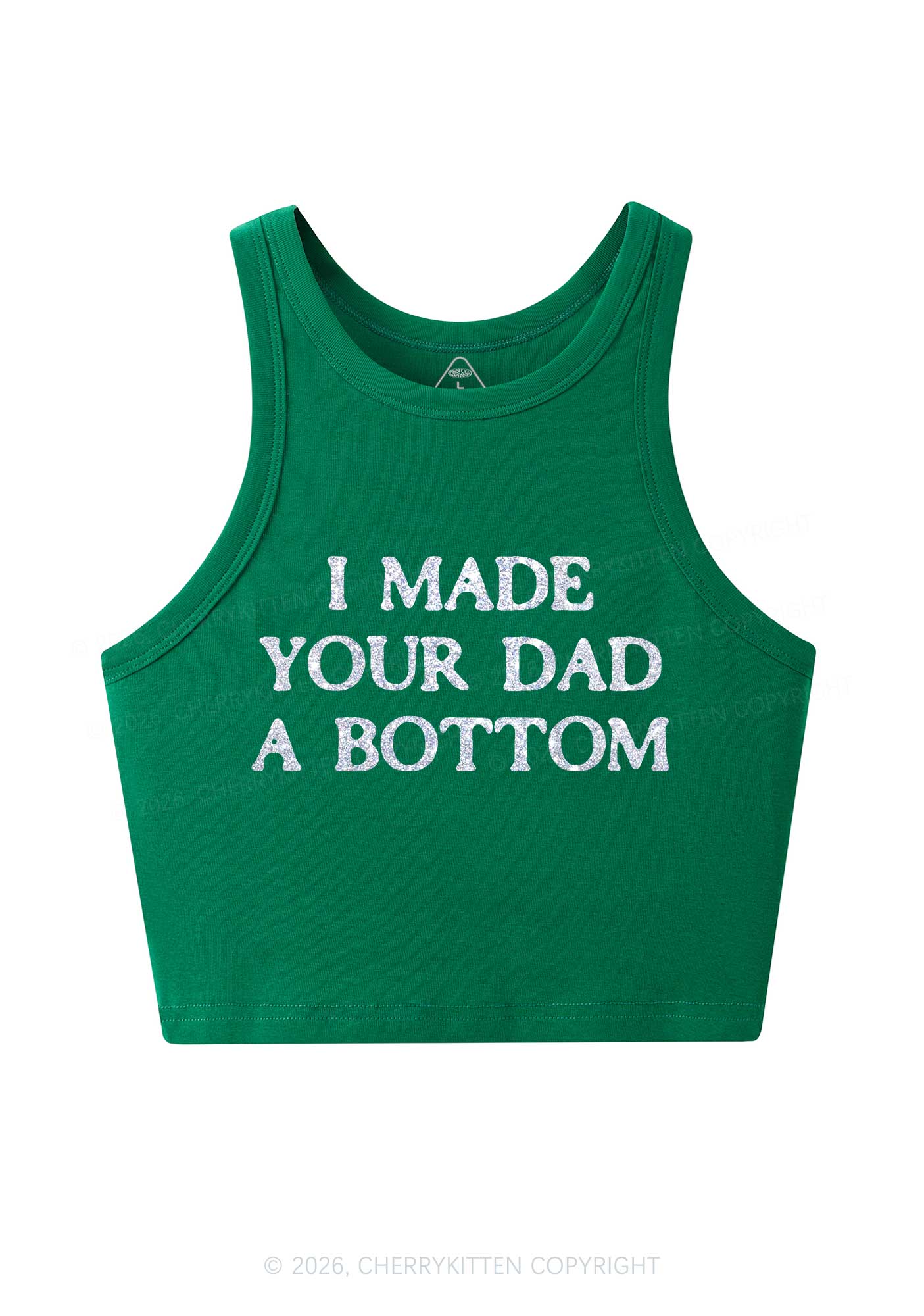 Glitter I Made Your Dad A Bottom Pride Y2K Crop Tank Top Cherrykitten