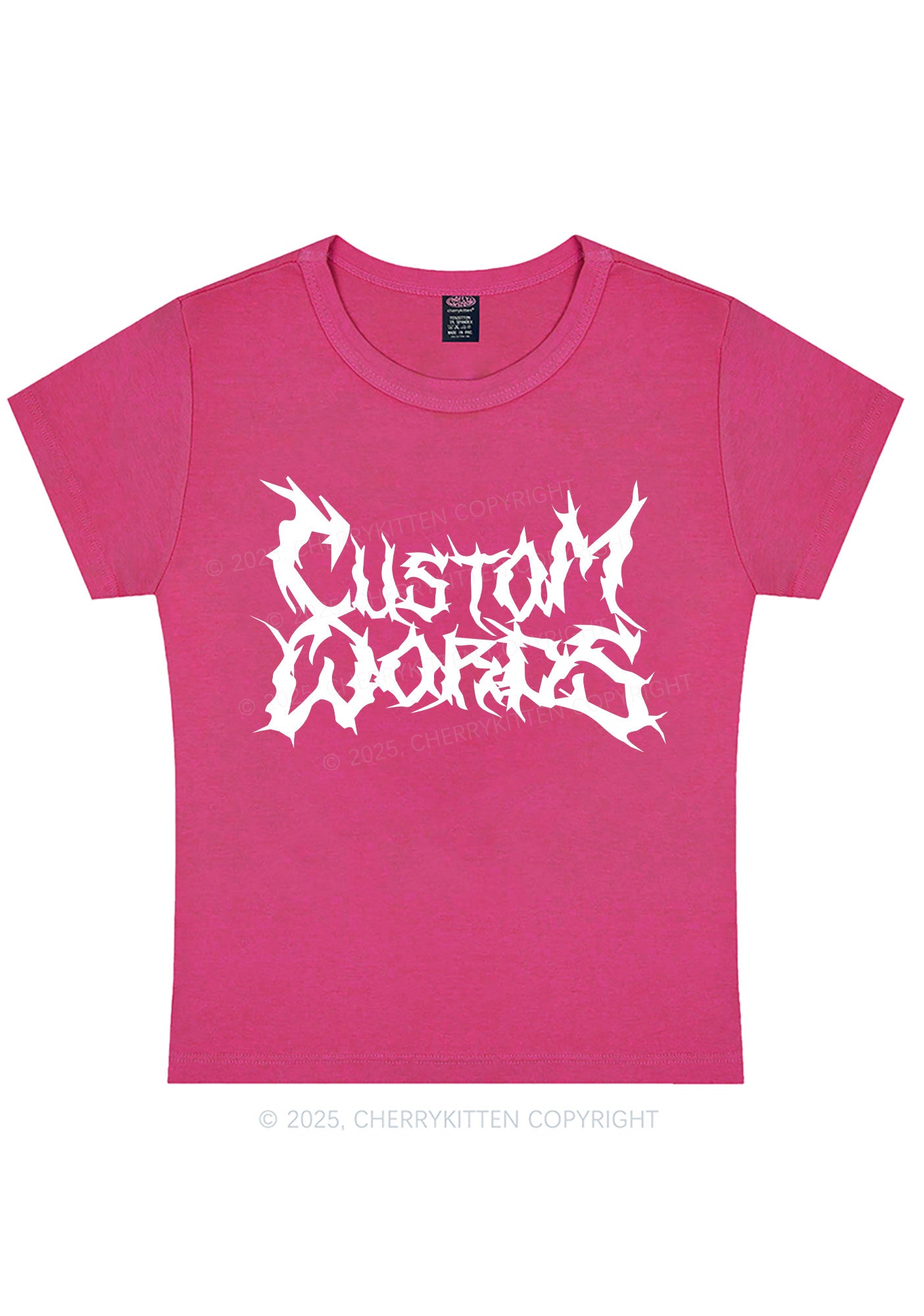 Curvy Custom Text Punk Font Y2K Baby Tee Cherrykitten