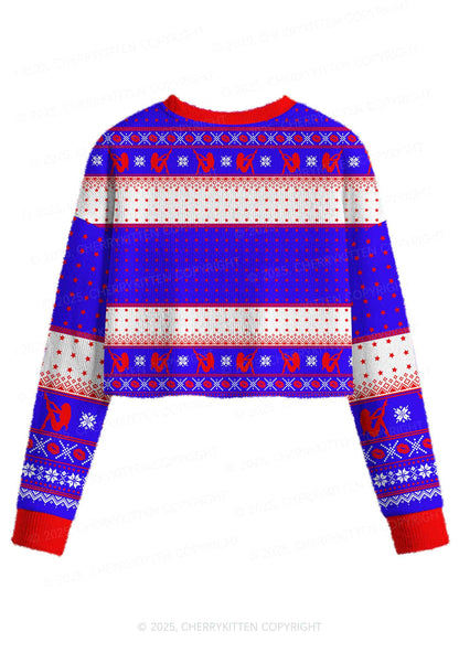 Make America Great Again Y2K Christmas Crop Knit Sweatshirt Cherrykitten