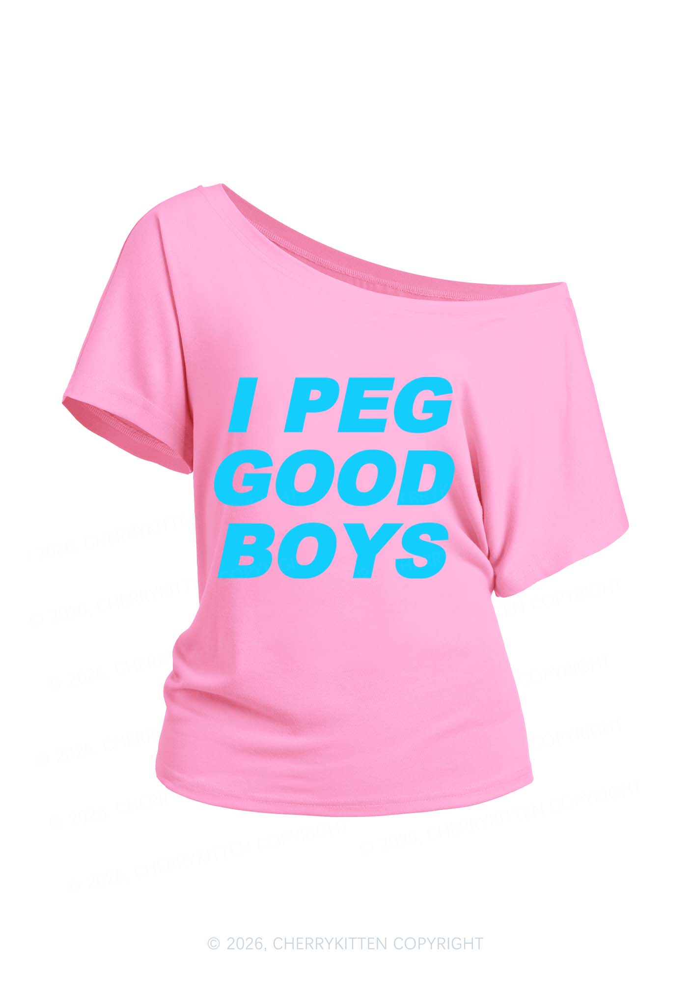 I Peg Good Boys Y2K Off Shoulder Tee Cherrykitten