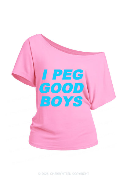 I Peg Good Boys Y2K Off Shoulder Tee Cherrykitten