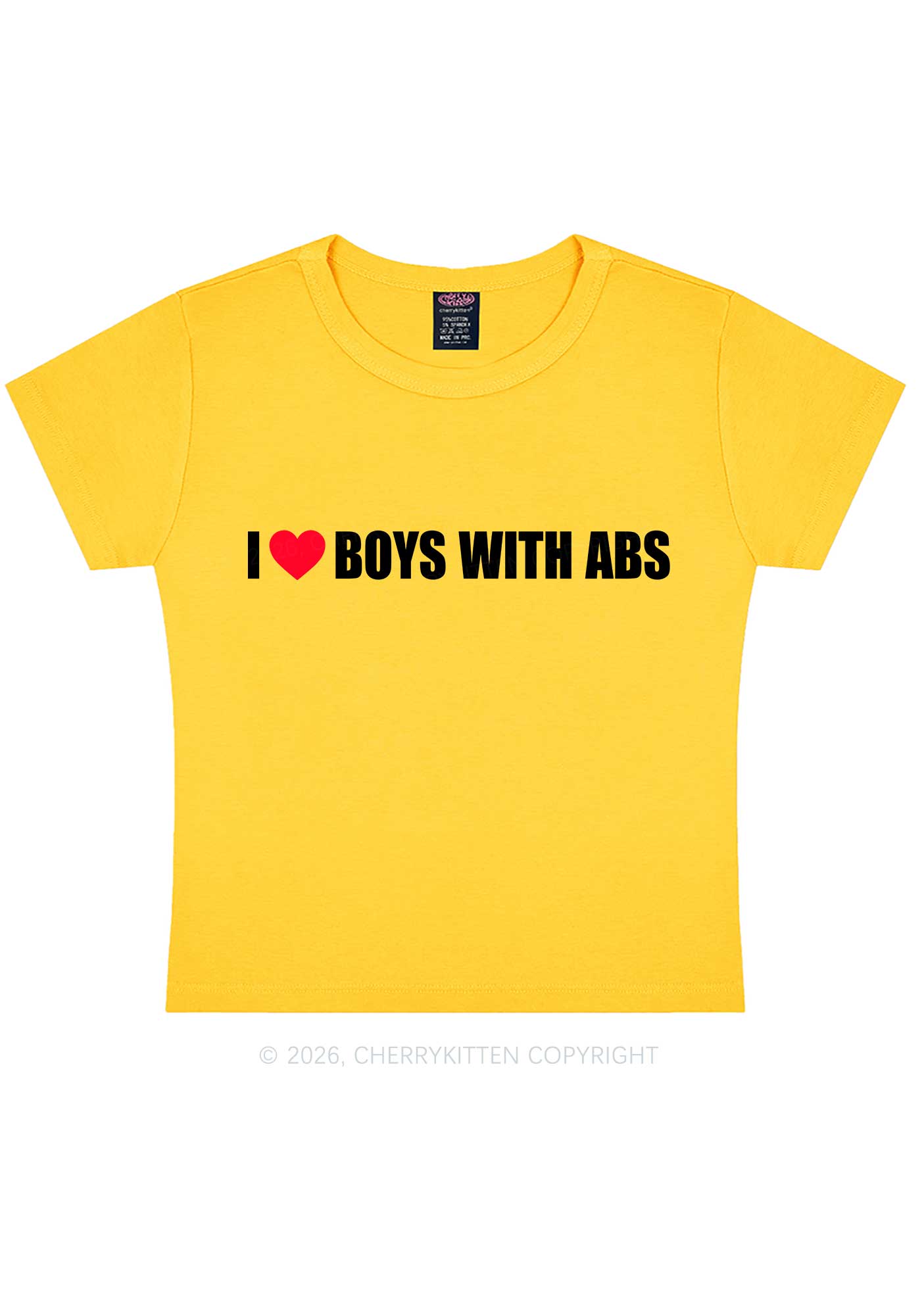 I Love Boys With ABS Y2K Baby Tee Cherrykitten