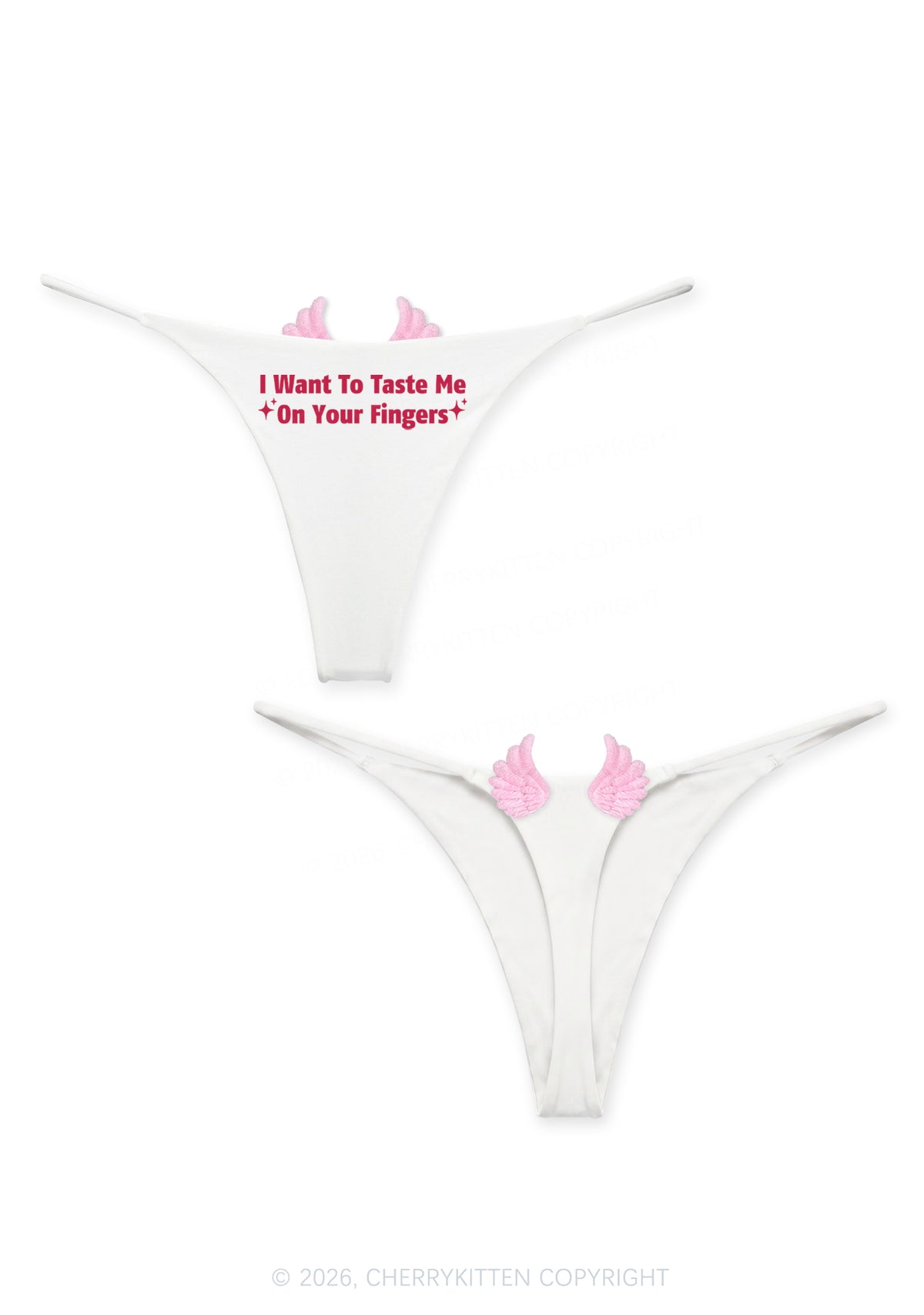 Taste Me On Fingers Y2K Goth Angel Wings Bikini String Thong Cherrykitten