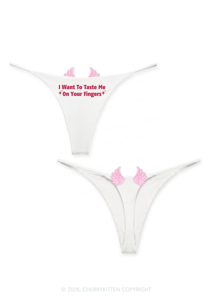 Taste Me On Fingers Y2K Goth Angel Wings Bikini String Thong Cherrykitten