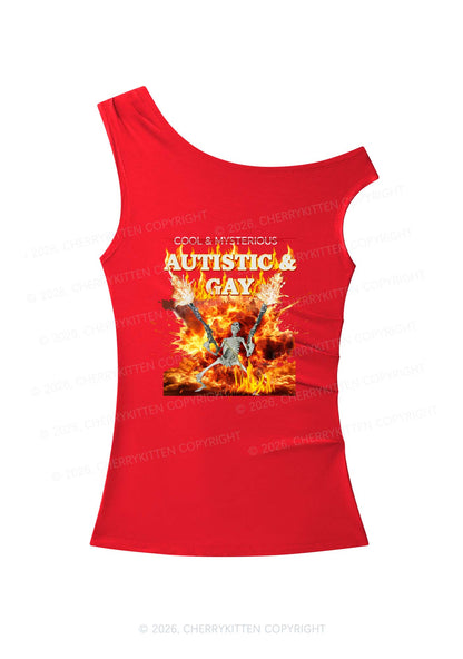 Autistic Gay Skeleton Y2K Off Shoulder Tank Top Cherrykitten