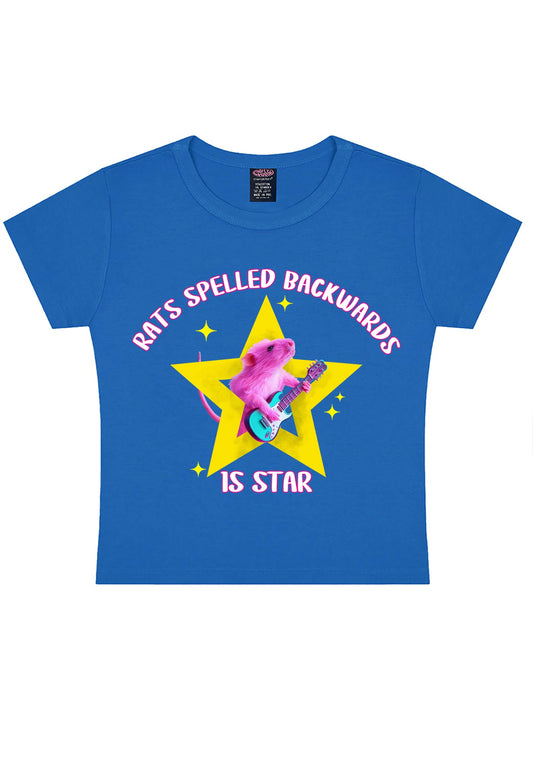 Rats Spelled Backwards Is Star Y2K Baby Tee Cherrykitten