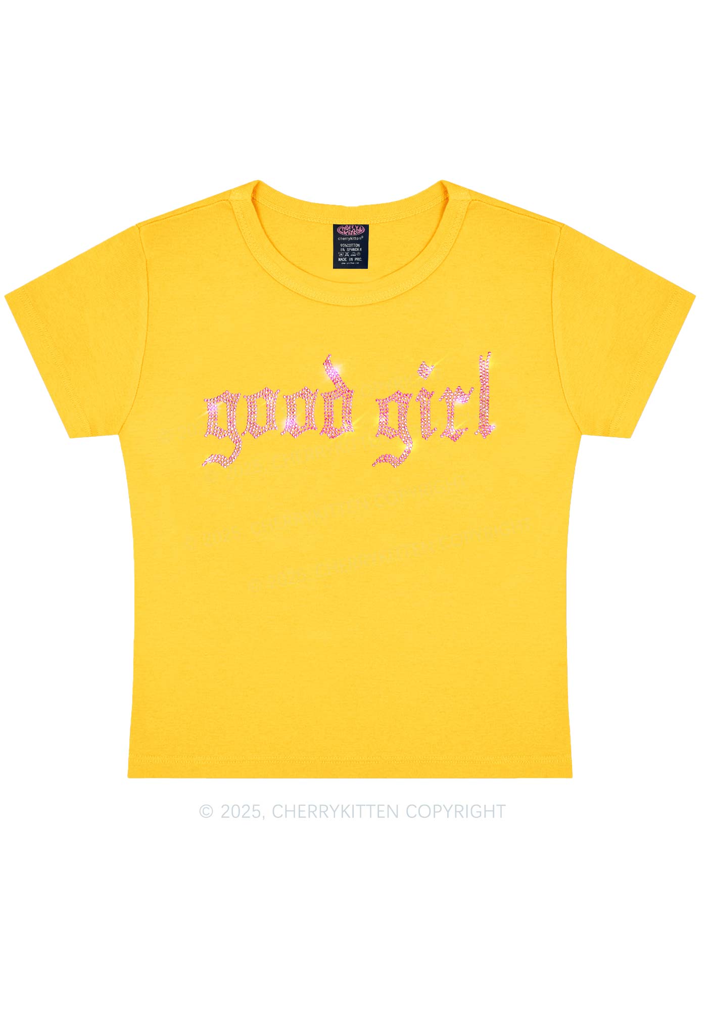 Rhinestone Good Girl Y2K Baby Tee Cherrykitten