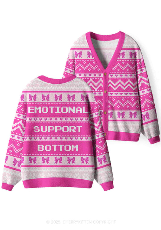 Emotional Support Bottom Pride Y2K Christmas Cardigan Knit Sweatshirt Cherrykitten