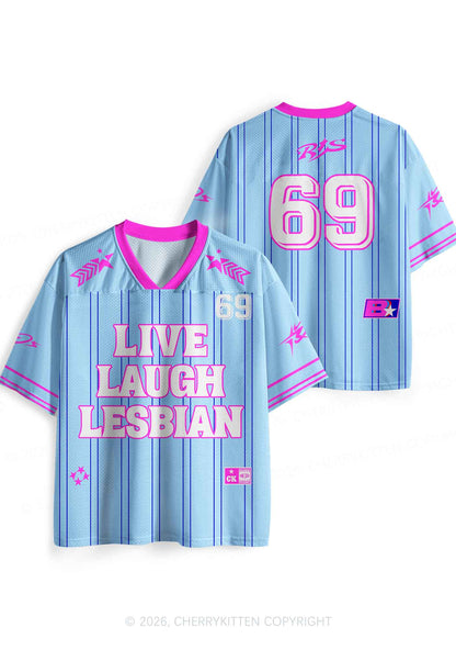Blue Live Laugh Lesbian Pride Y2K Sport Jersey Shirts Cherrykitten