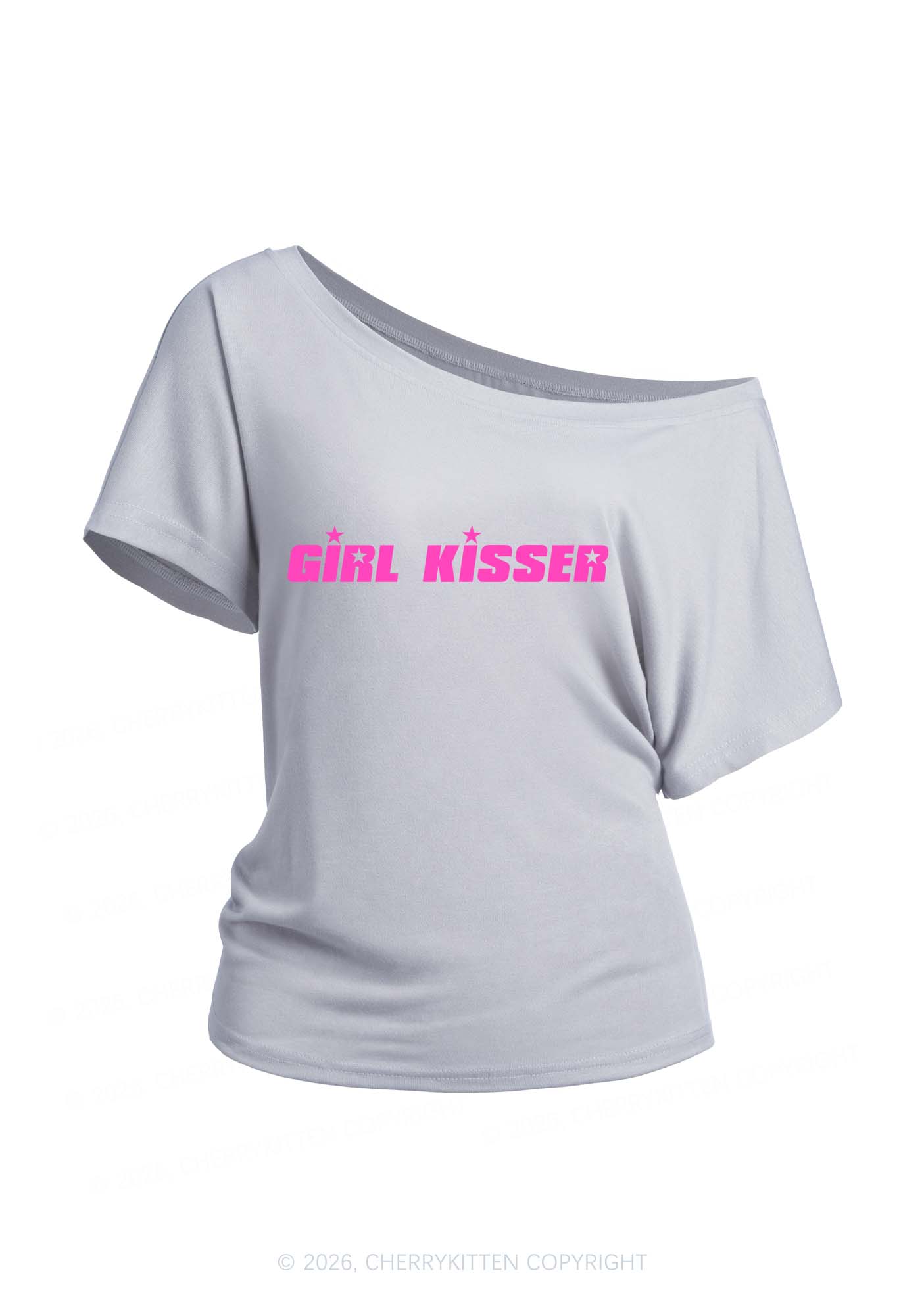 Girl Kisser Pride Y2K Off Shoulder Tee Cherrykitten