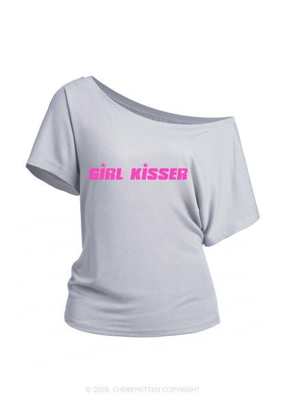 Girl Kisser Pride Y2K Off Shoulder Tee Cherrykitten