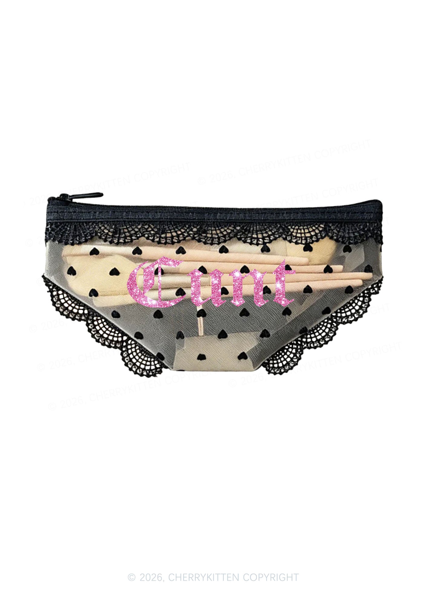 Glitter Cxxt Y2K Briefs Shape Cosmetic Pouch Cherrykitten