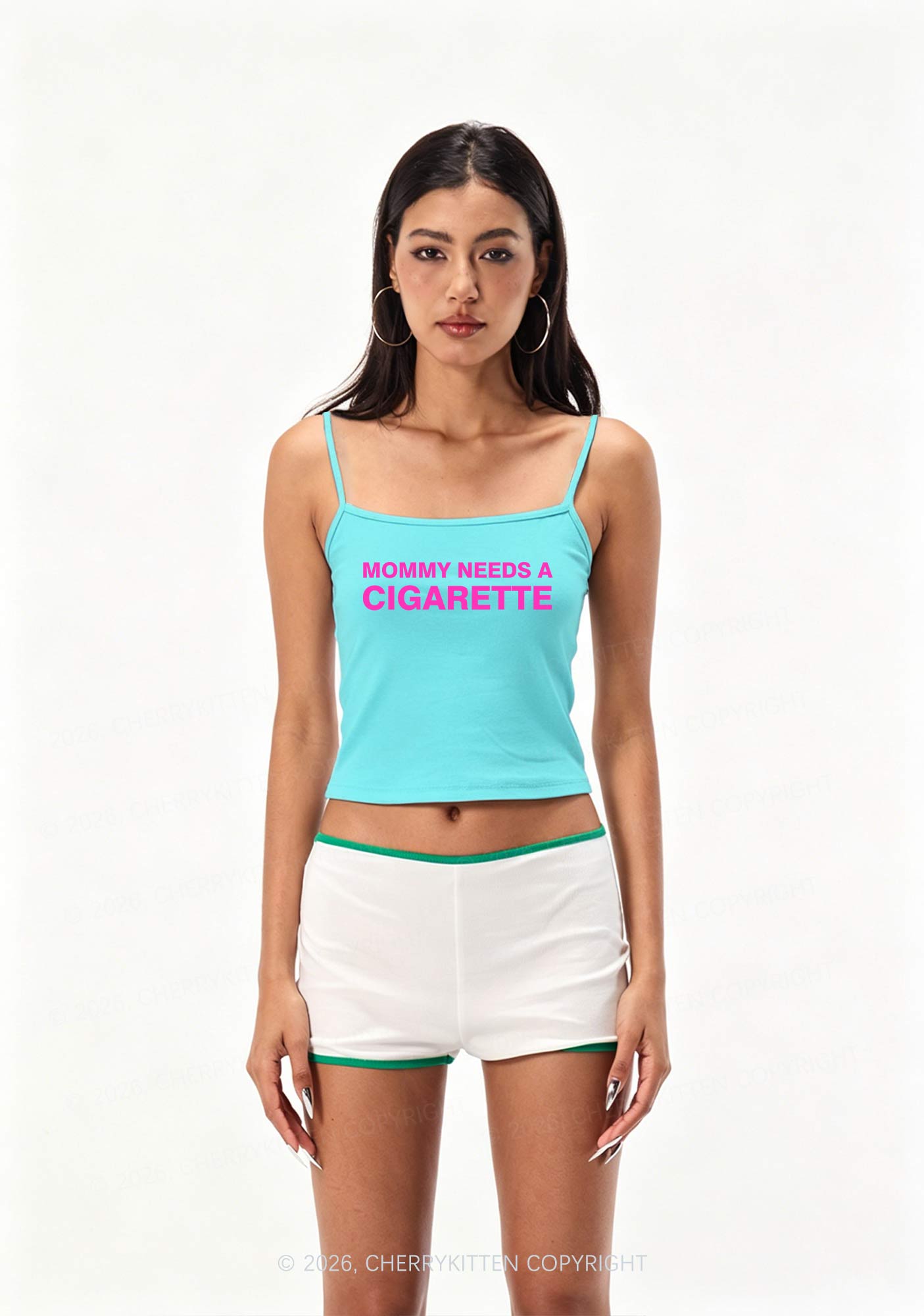 Mommy Needs A Cigarette Y2K Spaghetti Strap Cami Cherrykitten