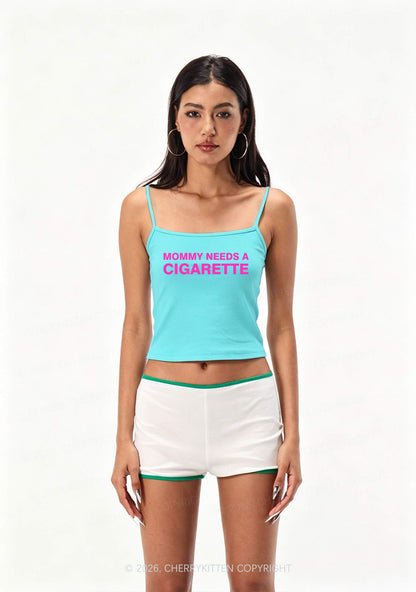 Mommy Needs A Cigarette Y2K Spaghetti Strap Cami Cherrykitten