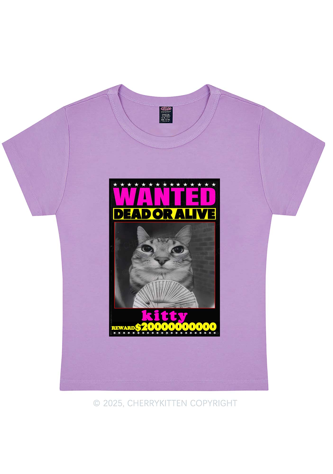 Custom Wanted Kitten Y2K Baby Tee Cherrykitten