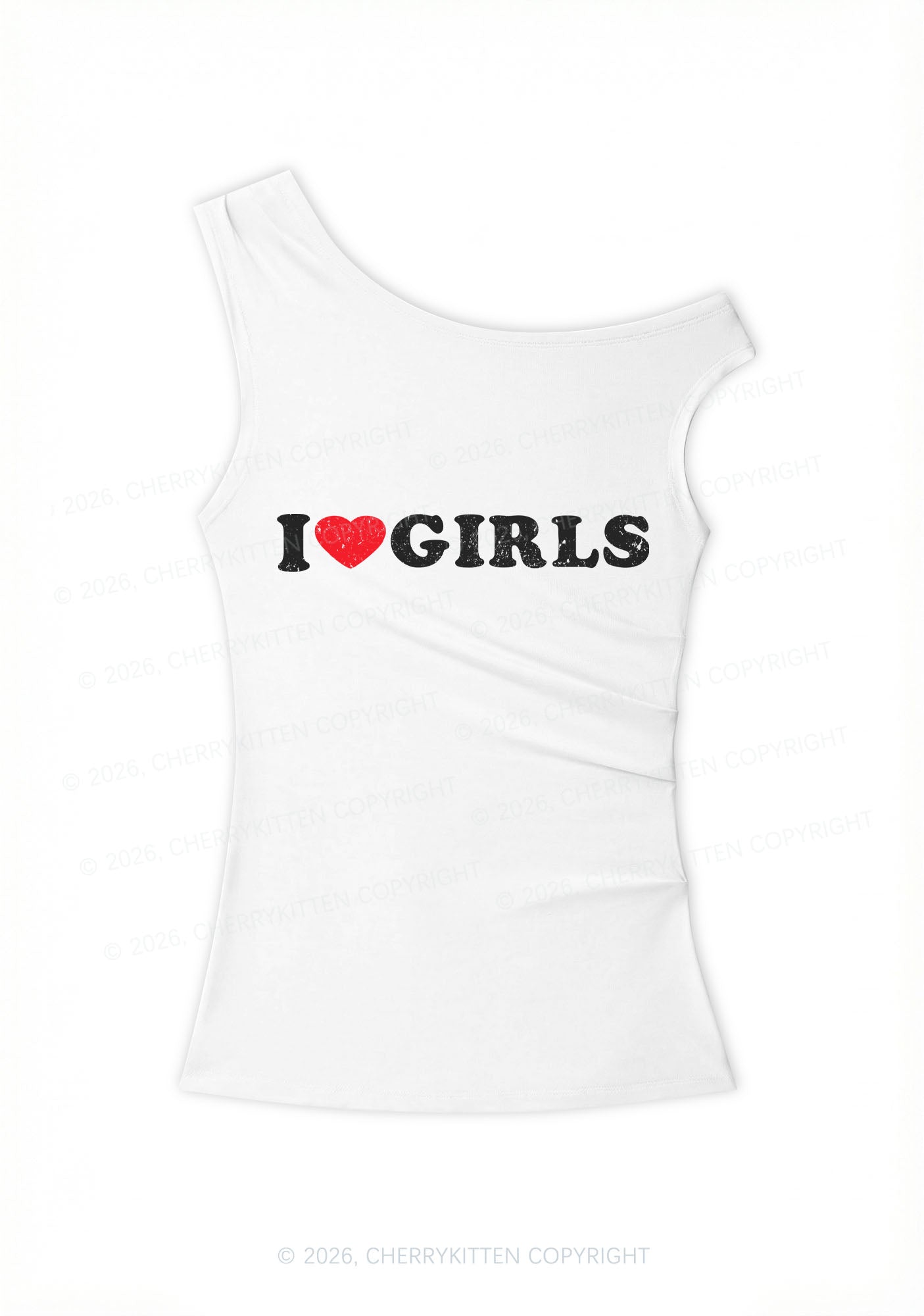 I Love Girls Pride Y2K Off Shoulder Tank Top Cherrykitten