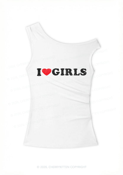 I Love Girls Pride Y2K Off Shoulder Tank Top Cherrykitten