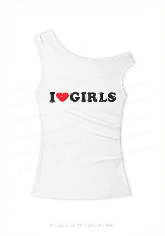 I Love Girls Pride Y2K Off Shoulder Tank Top Cherrykitten