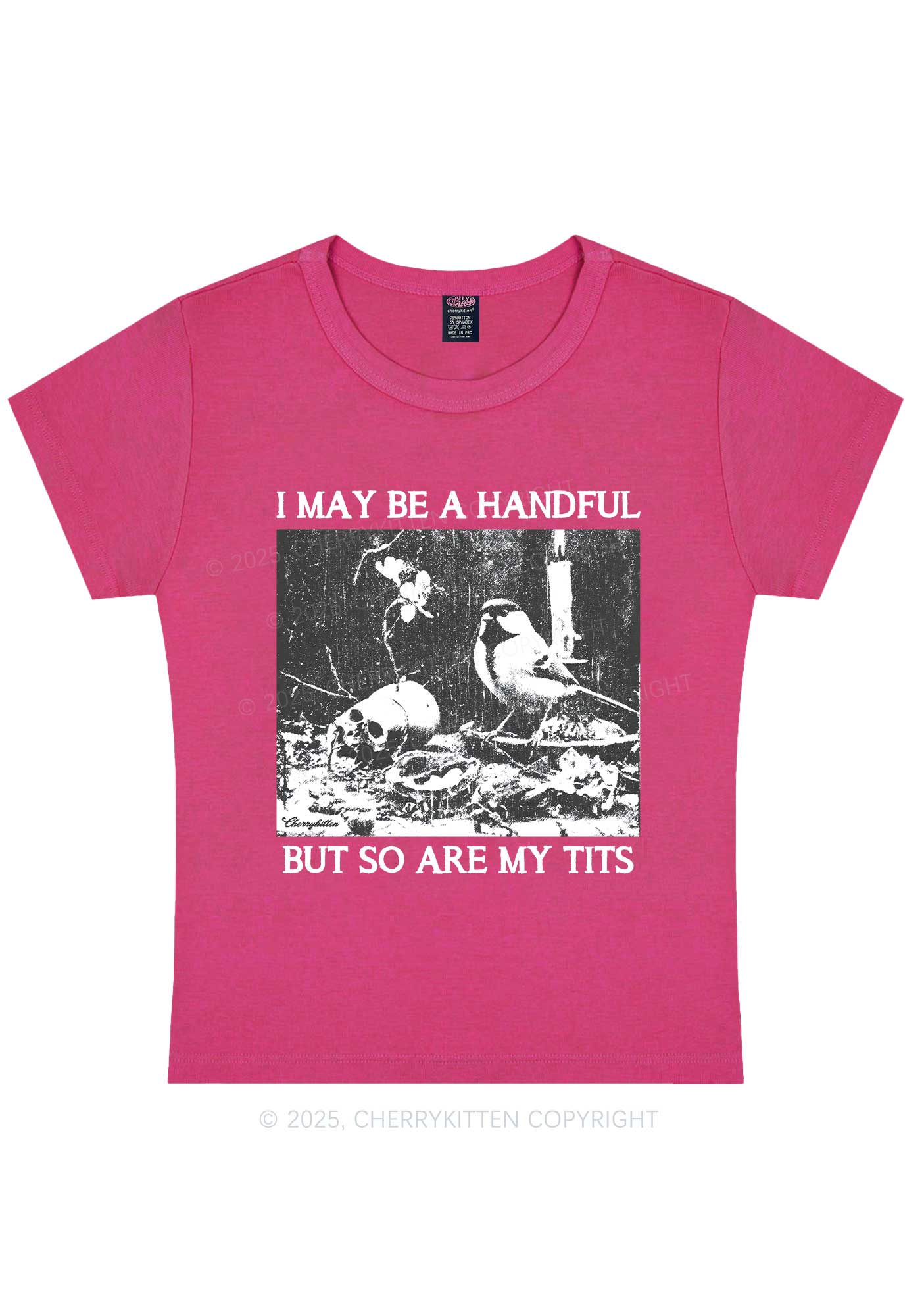 Halloween I May Be A Handful Y2K Baby Tee Cherrykitten