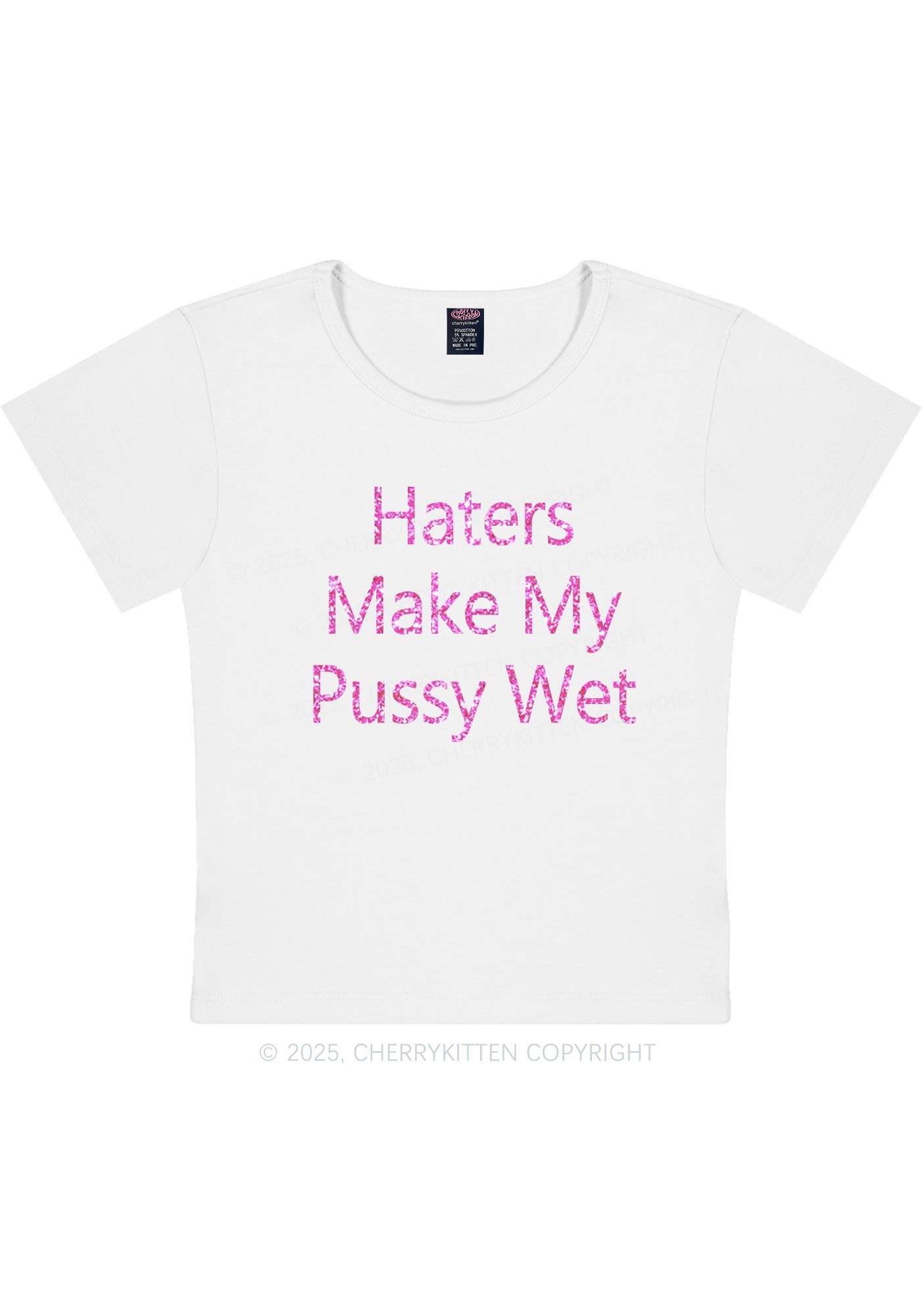 Glitter Haters Make My Puxxy Wet Y2K Baby Tee Cherrykitten