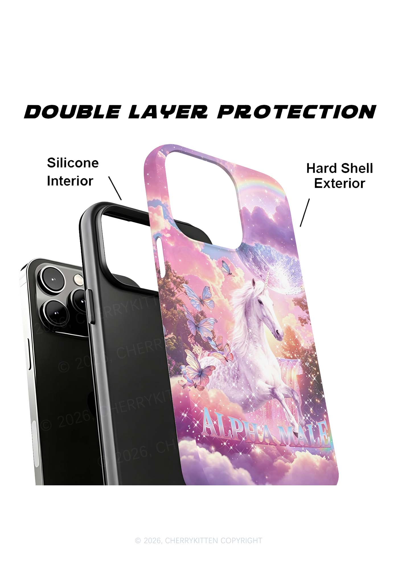 Alpha Male Unicorn Butterfly Y2K Phone Case Cherrykitten