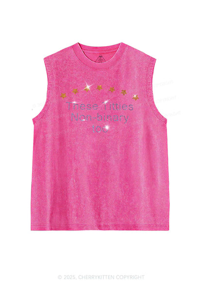 Rhinestone Txtties Nonbinary Too Y2K Washed Muscle Tank Cherrykitten