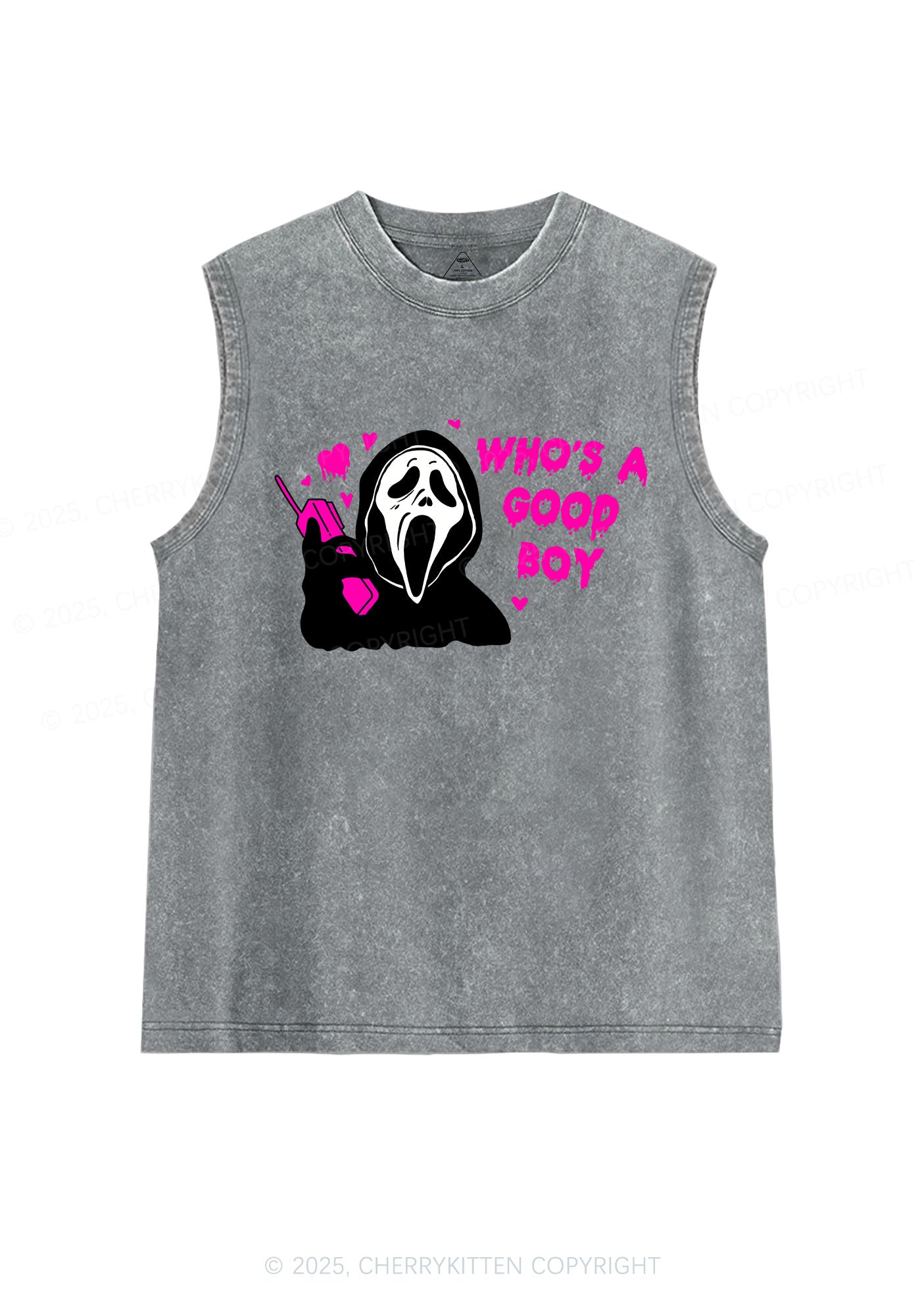 Halloween Whos Good Boy Y2K Washed Muscle Tank Cherrykitten