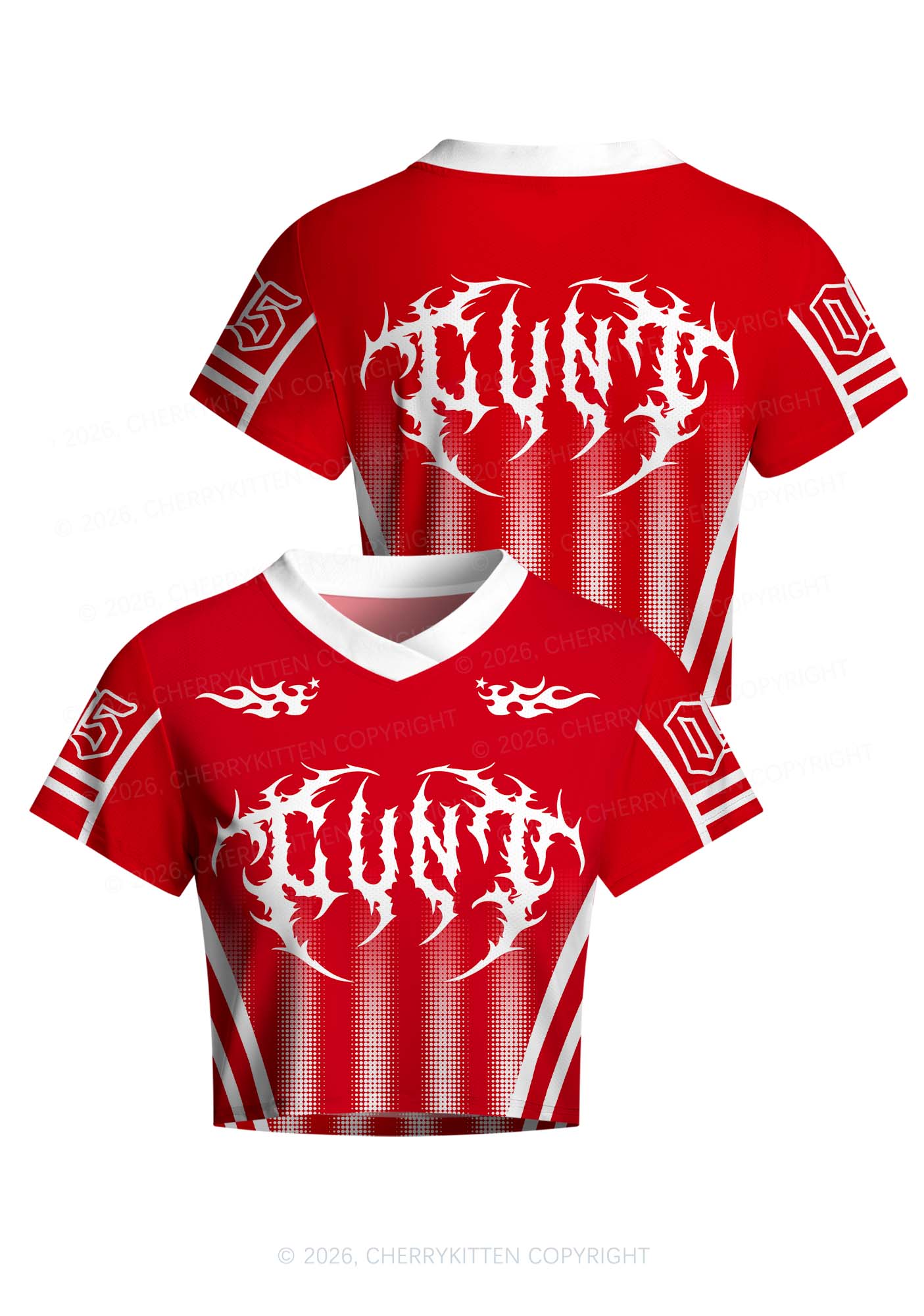 Red Punk Cxxt Y2K Football Jersey Shirts Cherrykitten