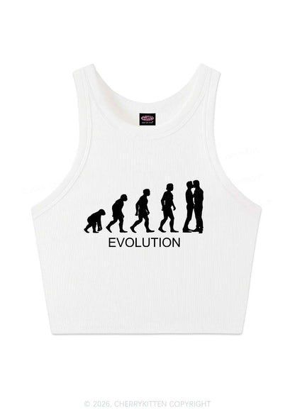 Gay Evolution Pride Y2K Crop Tank Top Cherrykitten