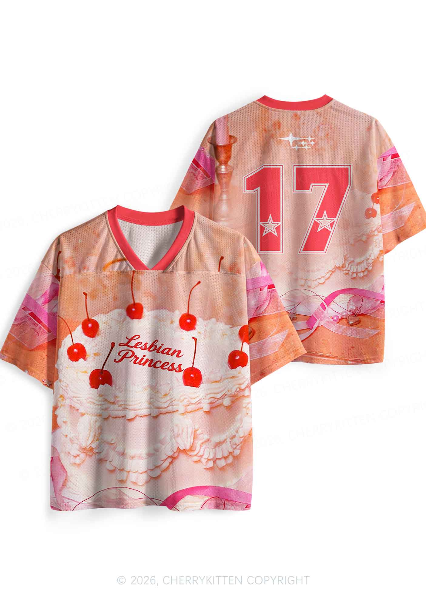 Orange Lesbian Princess Cake Pride Y2K Sport Jersey Shirts Cherrykitten