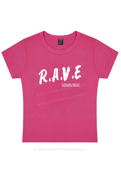 Curvy Rave To Escape Reality Y2K Baby Tee Cherrykitten