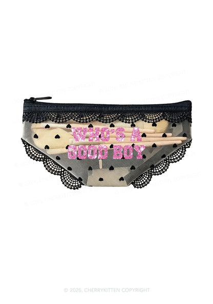 Glitter Whos A Good Boy Y2K Briefs Shape Cosmetic Pouch Cherrykitten