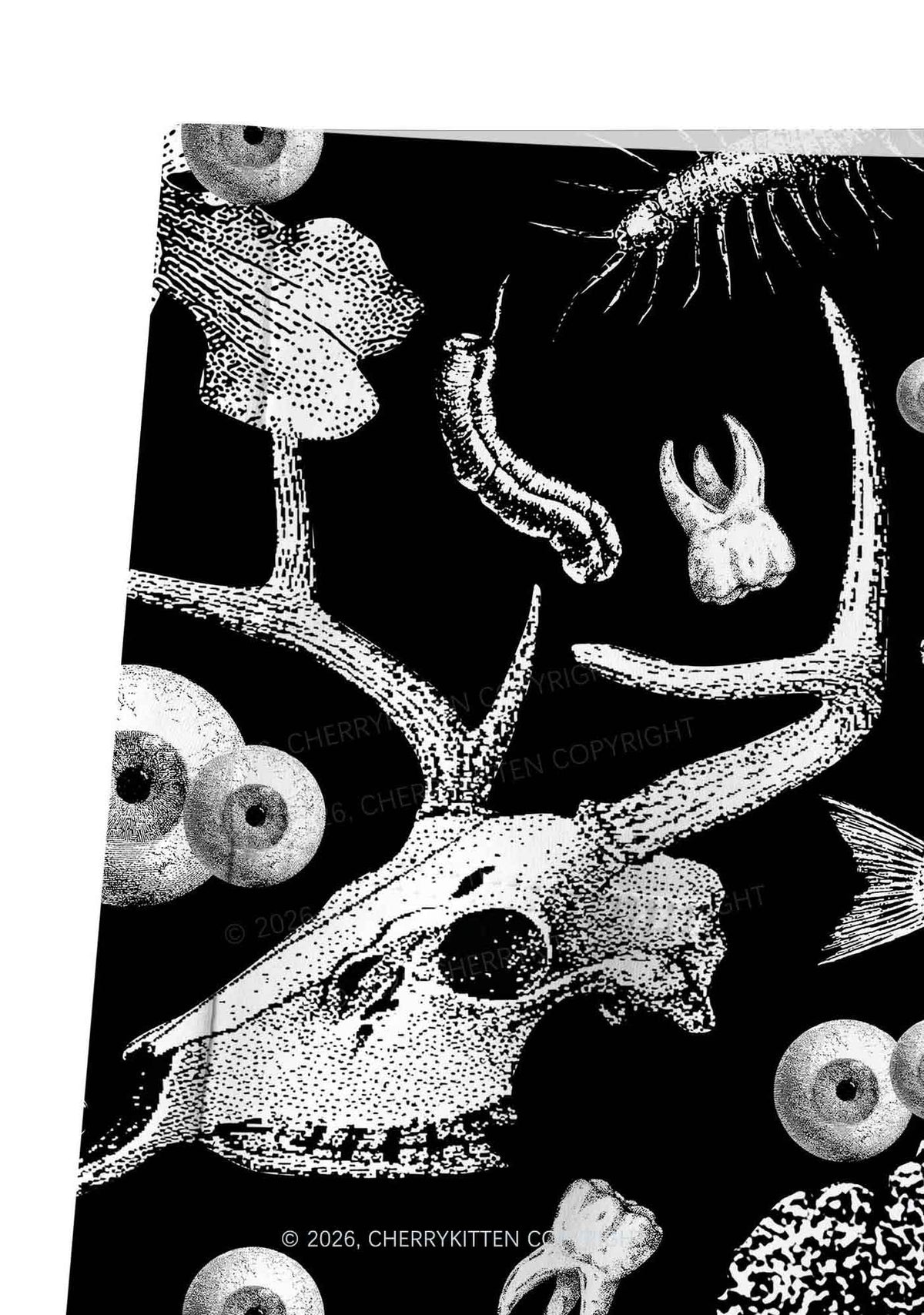 Halloween Dark Sheep Bone Y2K Print Yoga Shorts Cherrykitten