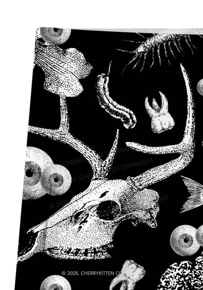 Halloween Dark Sheep Bone Y2K Print Yoga Shorts Cherrykitten