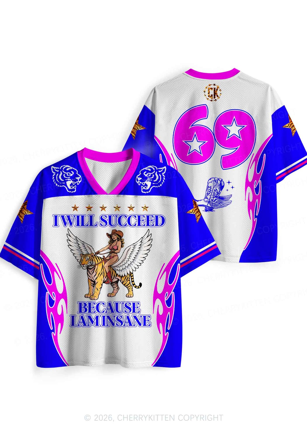 I Will Succeed Because I Am Insane Y2K Sport Jersey Shirts Cherrykitten