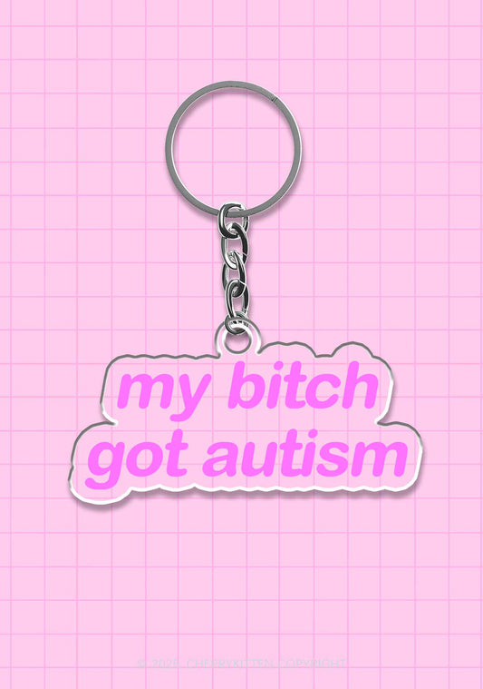 My Bxxch Got Autism 1Pc Y2K Keychain Cherrykitten