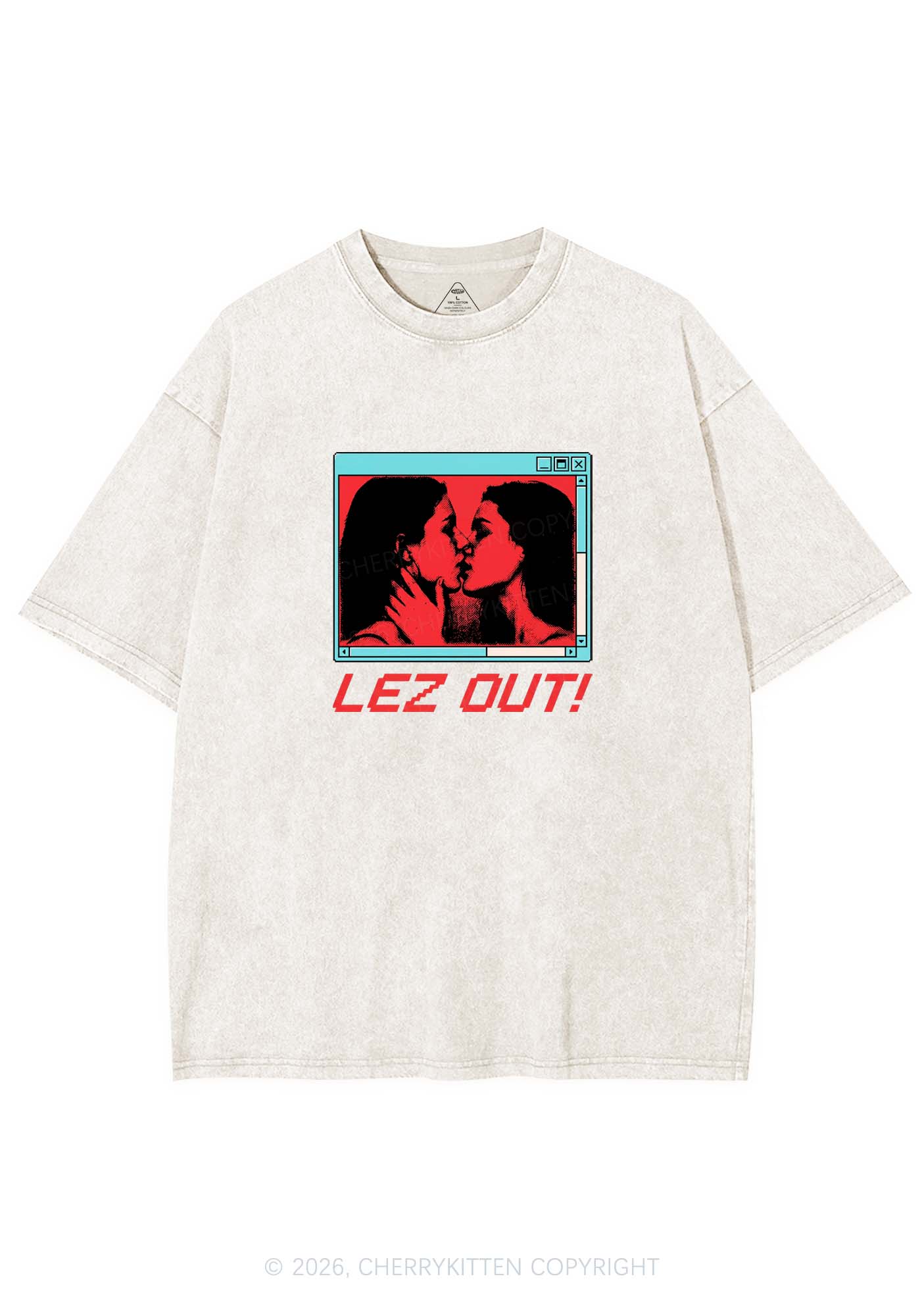 Lez Out Pride Y2K Shirts Washed Tee Cherrykitten