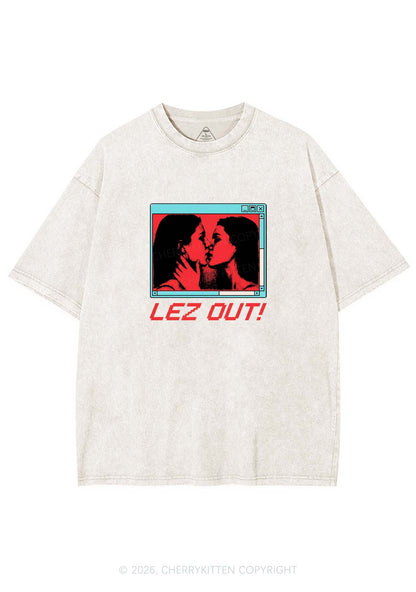 Lez Out Pride Y2K Shirts Washed Tee Cherrykitten