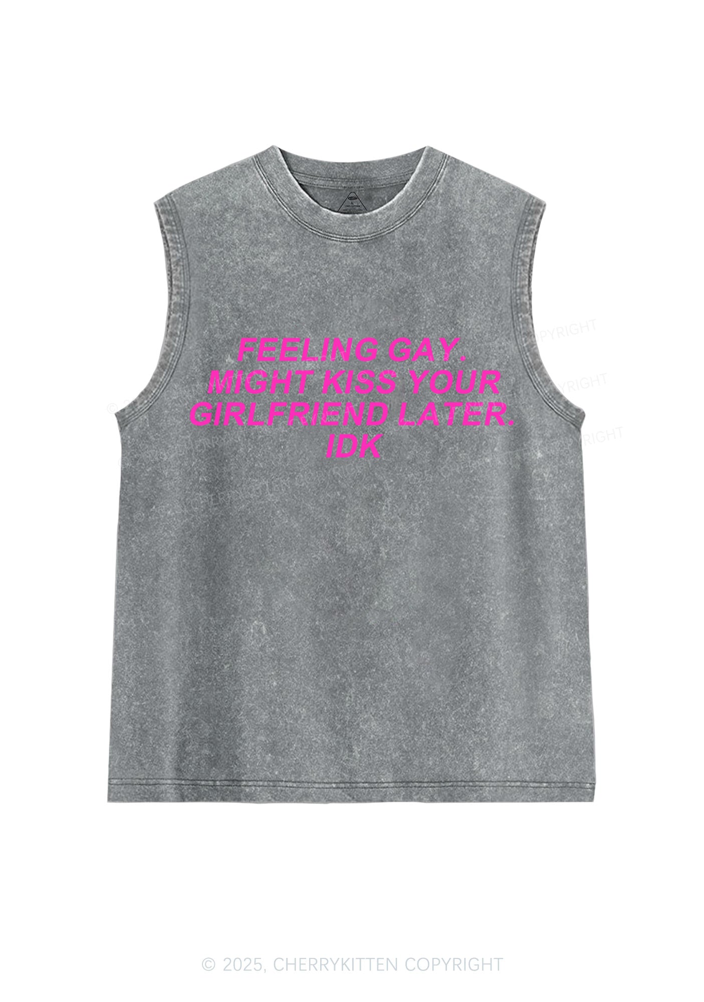 Kiss Your GF Later Pride Y2K Washed Muscle Tank Cherrykitten