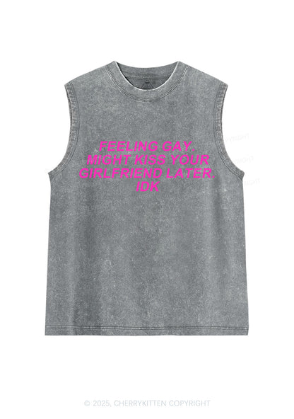 Kiss Your GF Later Pride Y2K Washed Muscle Tank Cherrykitten