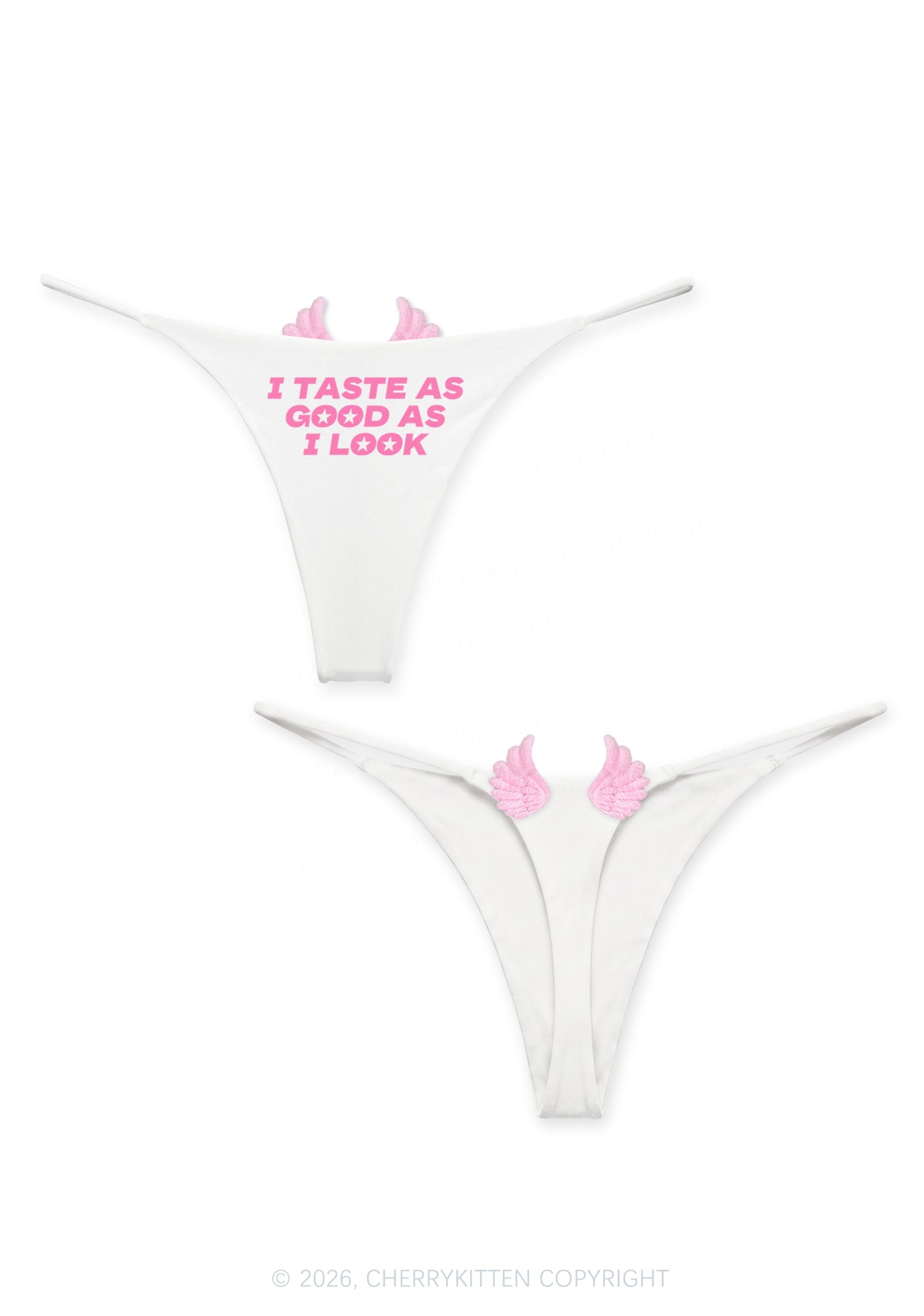 I Taste As Good As I Look Y2K Goth Angel Wings Bikini String Thong Cherrykitten