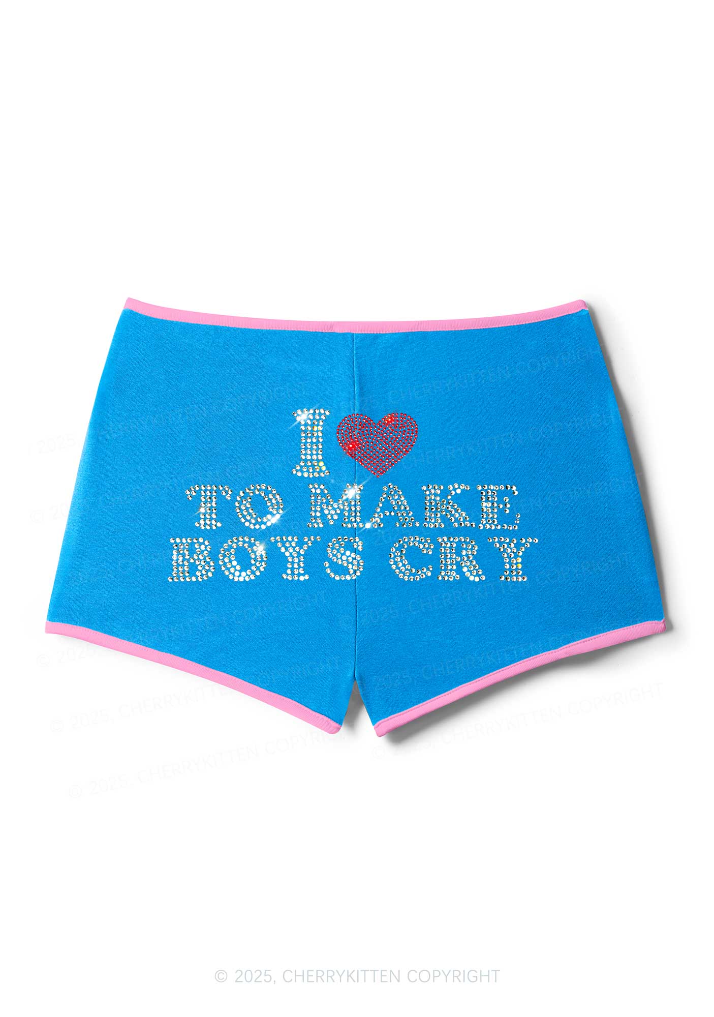 Rhinestone Love To Make Boys Cry Y2K Booty Shorts Cherrykitten