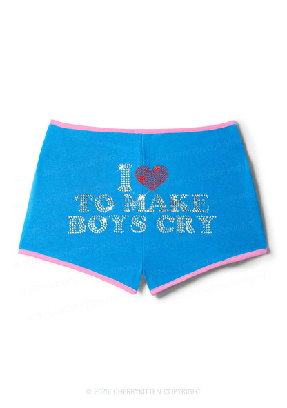 Rhinestone Love To Make Boys Cry Y2K Booty Shorts Cherrykitten