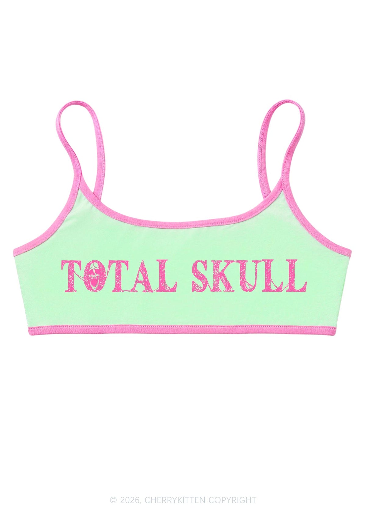 Halloween Total Skull Y2K Super Crop Cami Cherrykitten