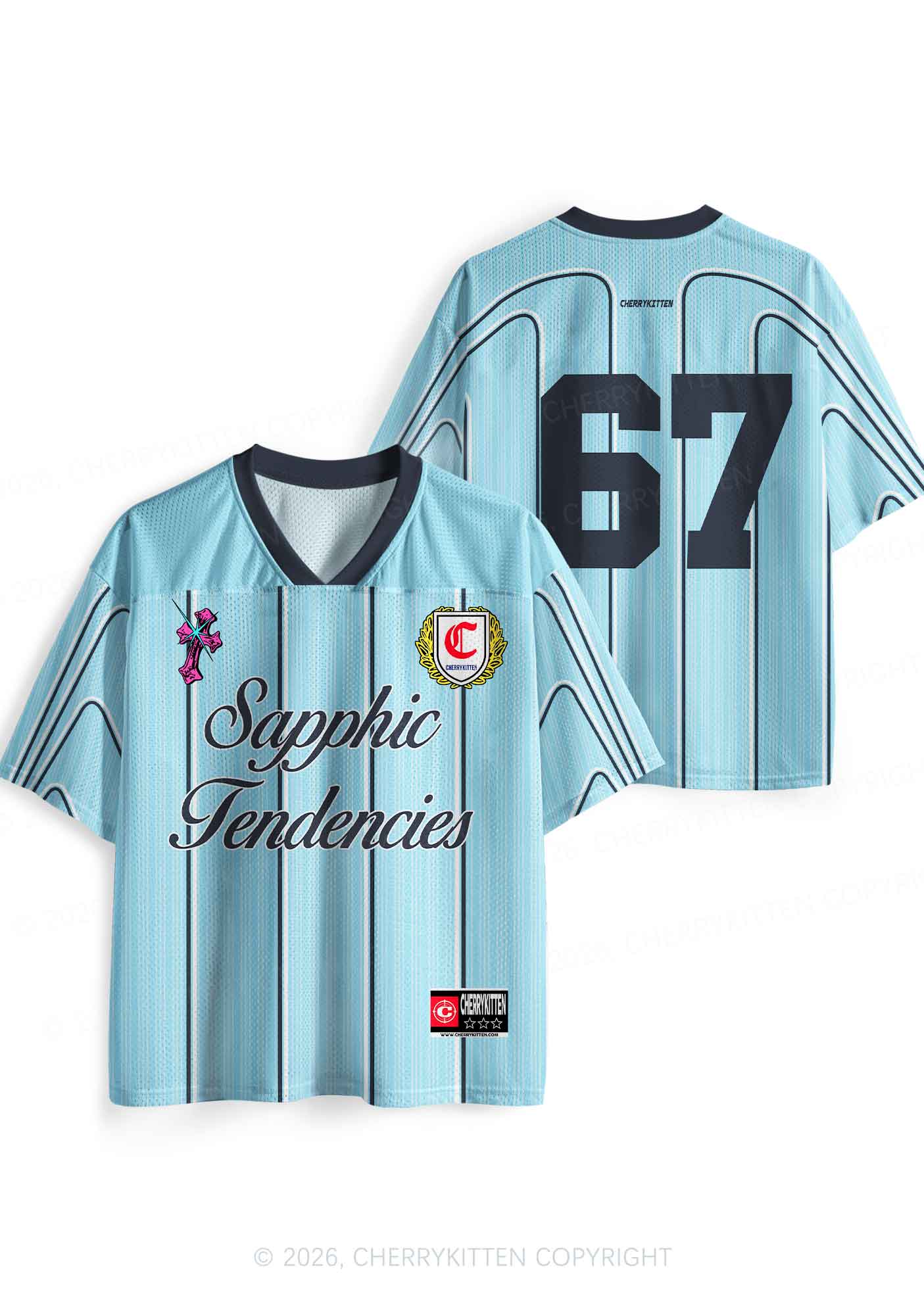 Light Blue Sapphic Tendencies Pride Y2K Sport Jersey Shirts Cherrykitten
