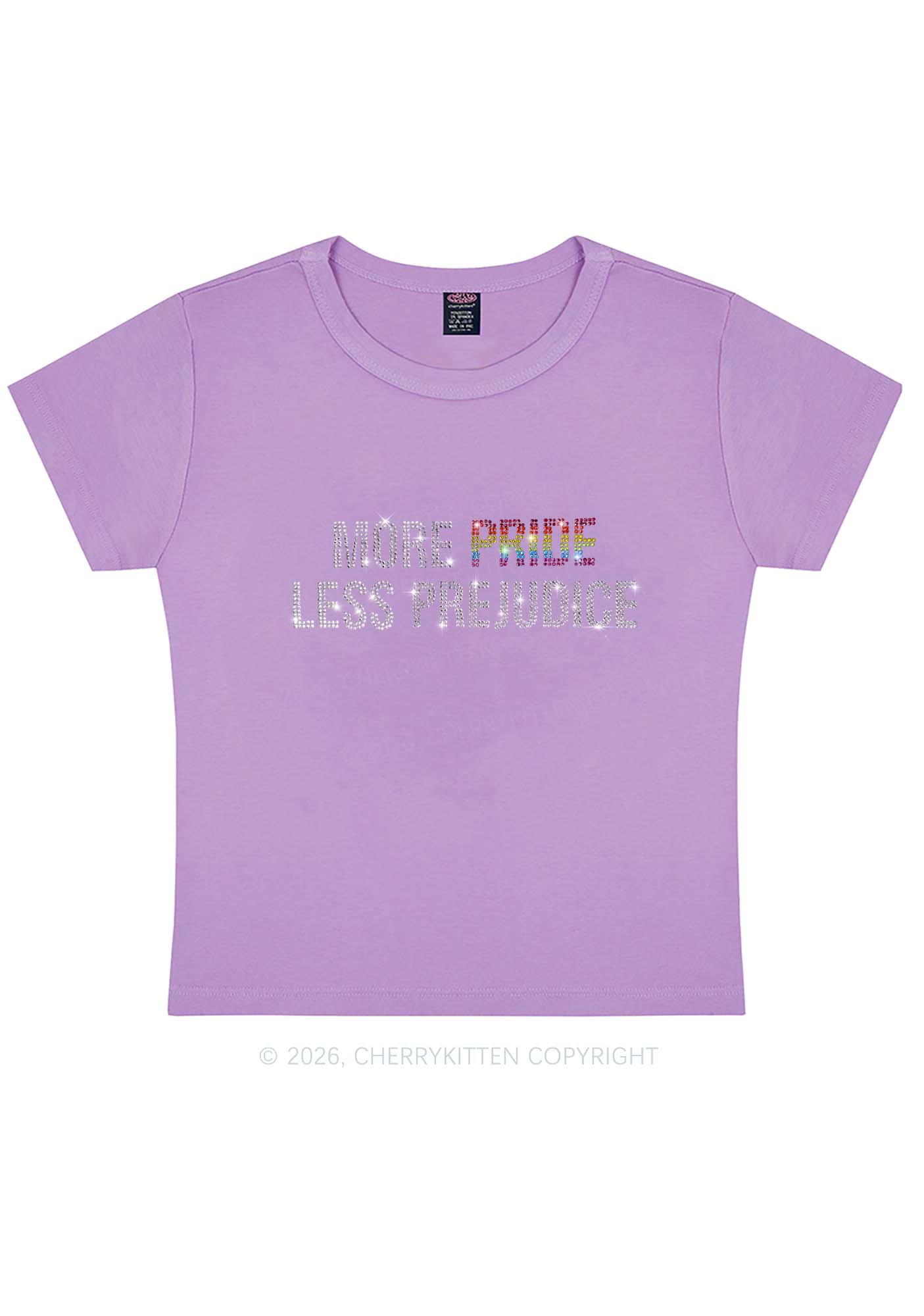 Rhinestone More Pride Less Prejudice Pride Y2K Baby Tee Cherrykitten