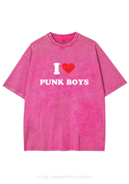 I Love Punk Boys Y2K Shirts Washed Tee Cherrykitten