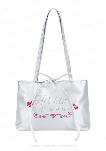 Rhinestone Hit Him Y2K Satin Bags Cherrykitten