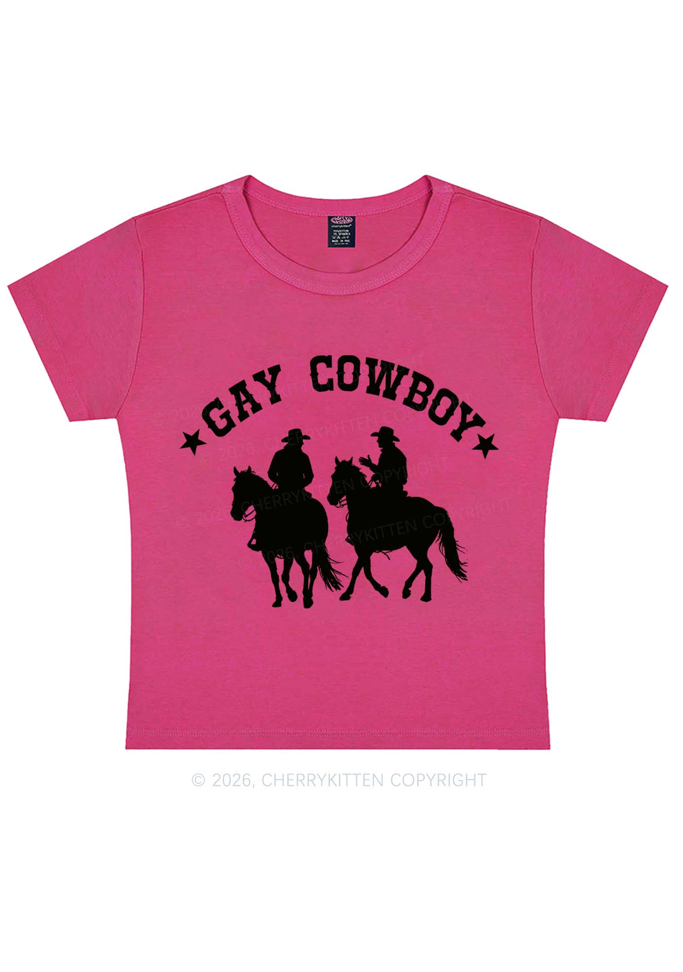 Gay Cowboy Pride Y2K Baby Tee Cherrykitten